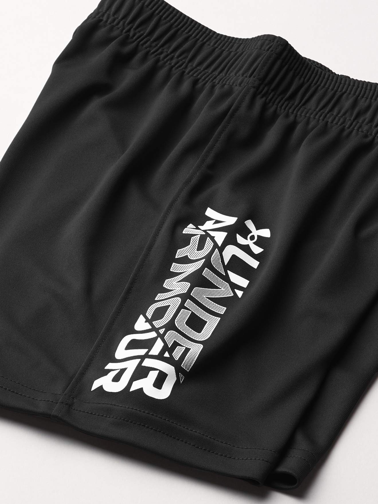 Under Armour Boys' Prototype Performance Shorts, Elastic Waistband, Lightweight & Fast-Drying, Black Signature White, 6