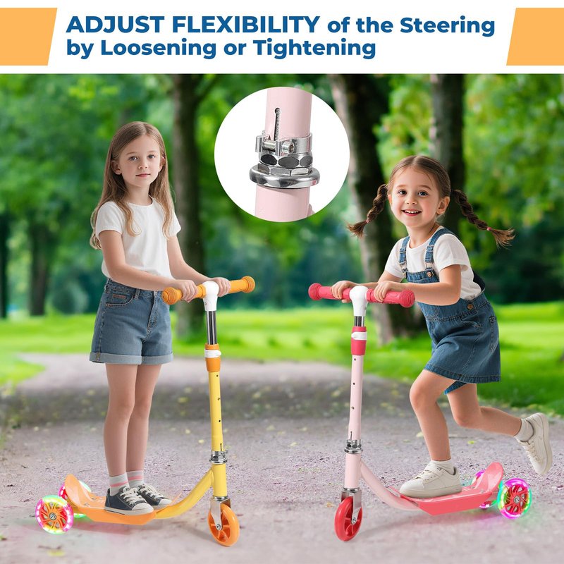 3 Wheel Scooter for Kids Ages 3-6, Adjustable Height Kick Scooter with LED Light-Up Wheels & Anti-Slip Deck - Durable Metal Construction, Outdoor Toy Gift (Child Safety Certified)