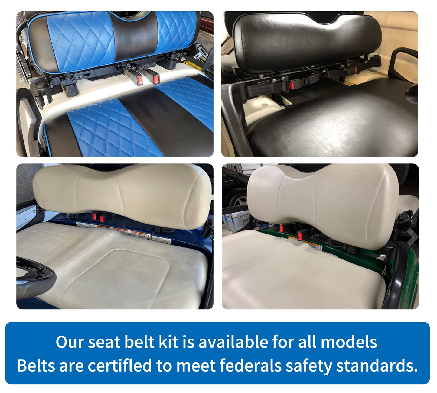 YOUXIFUN Universal Golf Cart Retractable 2 Passenger 42" Seat Belts with Bracket Kit for Yamaha Club Car DS Precedent EZGO TXT RXV