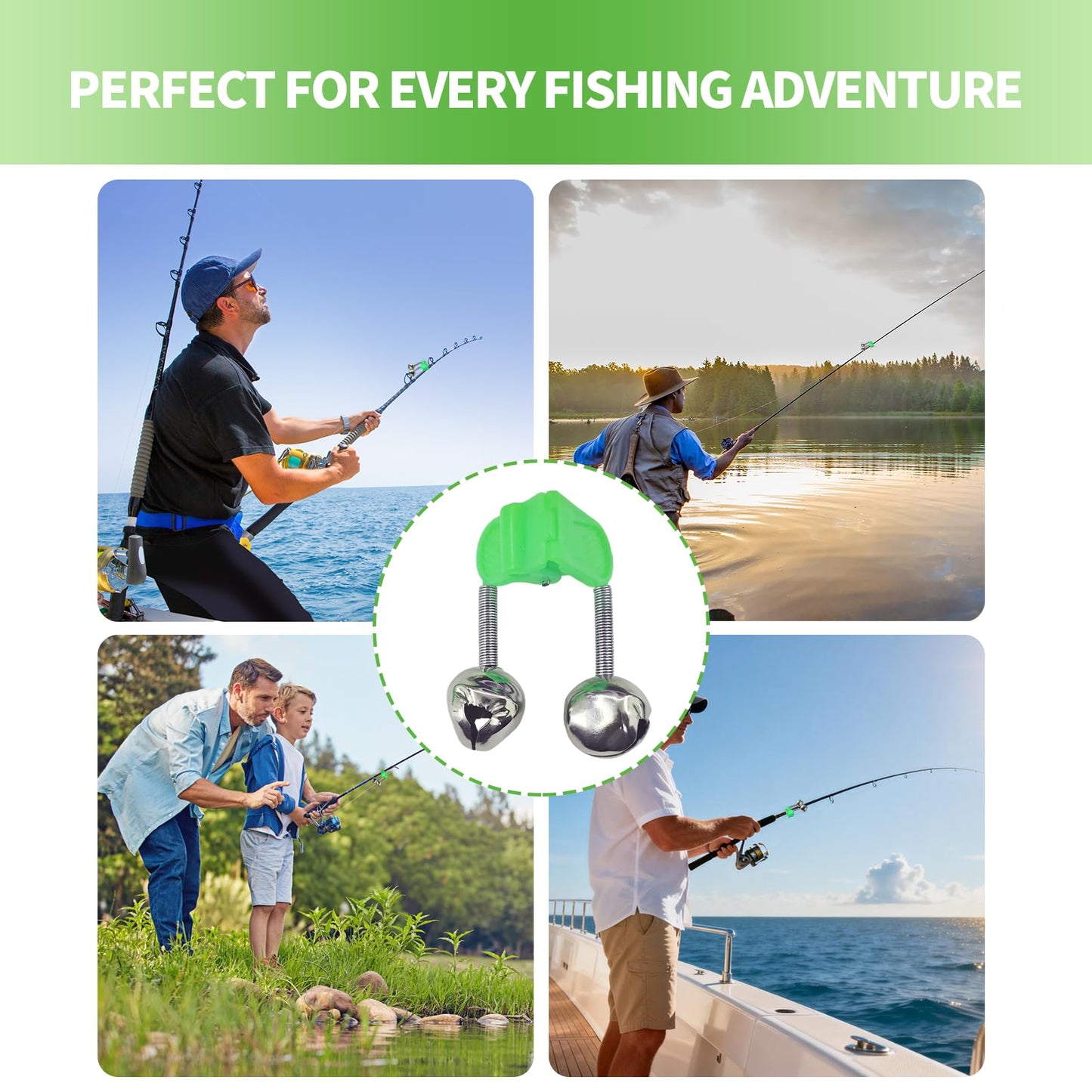 Amzlysdok 25PCS Fishing Bells for Rods,Dual Metal Bells Plastic Clip, Extra Loud Dual Alert Bells Clip, Bells for Fishing Poles,Ideal for Night Fishing, Ice Fishing,Sea Fishing