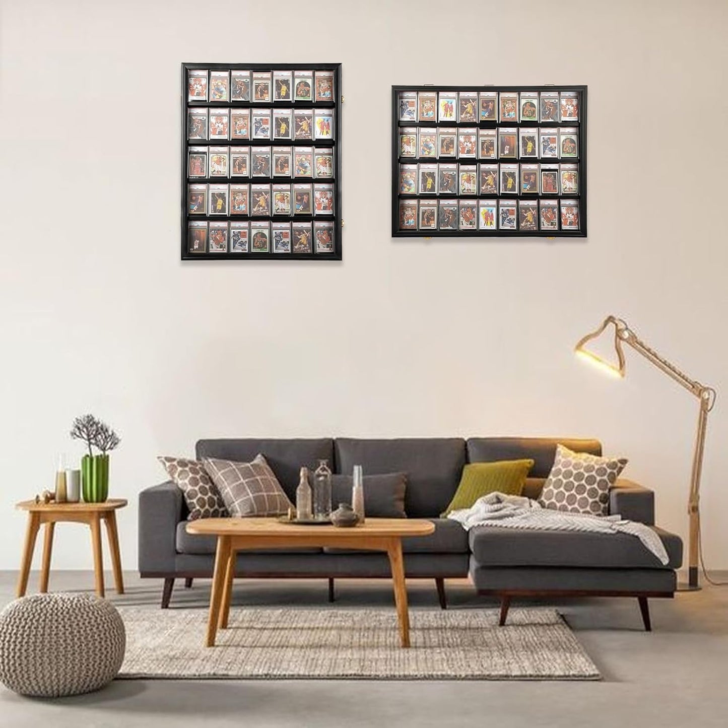 Sports Card Display Case - Lockable UV Protection Frame for 35 Baseball, Hockey, Football & Basketball Cards | Black