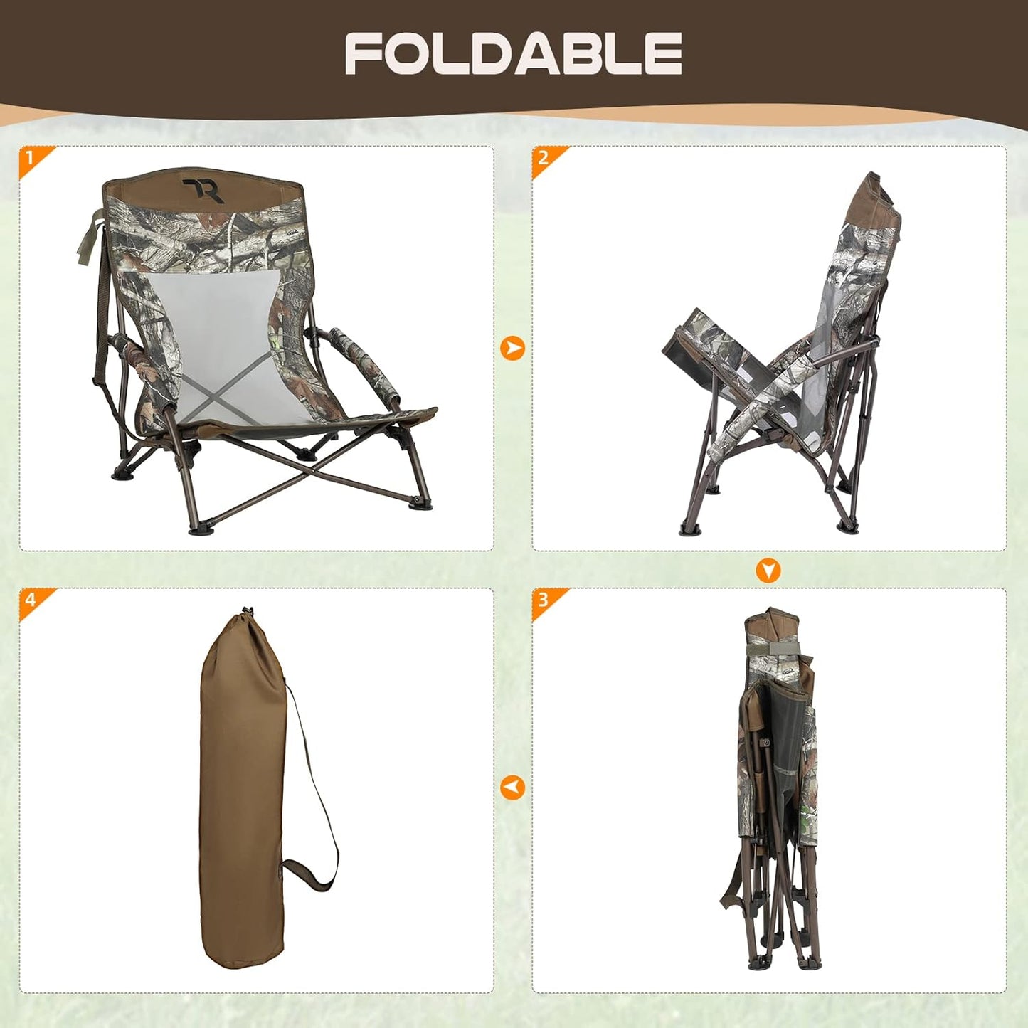 Lightweight Low Camping Chair - Heavy Duty Lawn Chair with Carry Bag for Concerts & Outdoor Travel | Perfect for Turkey Hunting