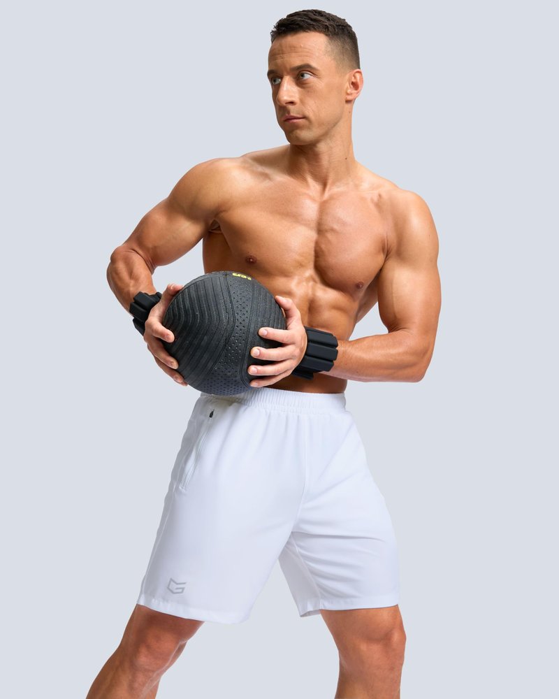 G Gradual Men's Athletic Running Shorts with Zipper Pockets Quick Dry 7"/ 5"/ 9" Workout Gym Shorts for Basketball Hiking(White,7XXXL)