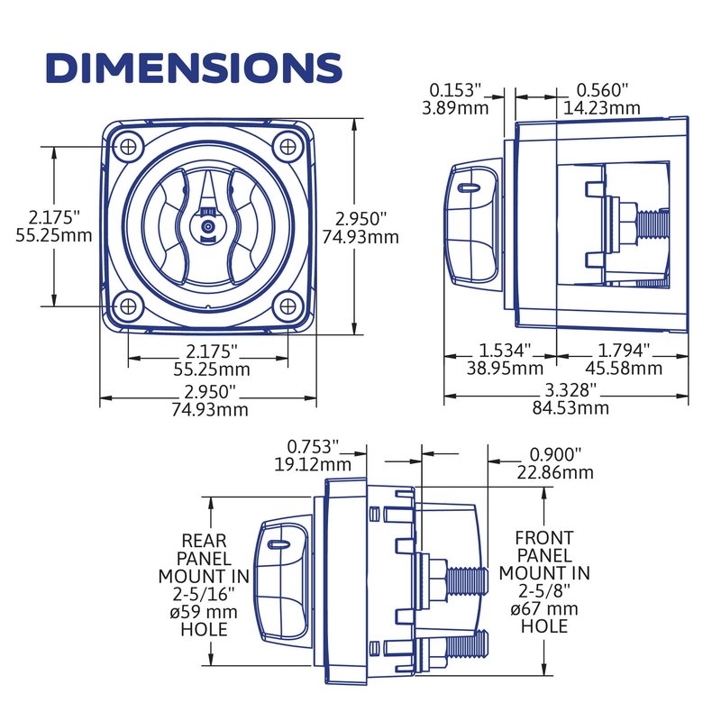 Blue Sea Systems Mini Dual Circuit Battery Switch, Red, 6010 m‑Series