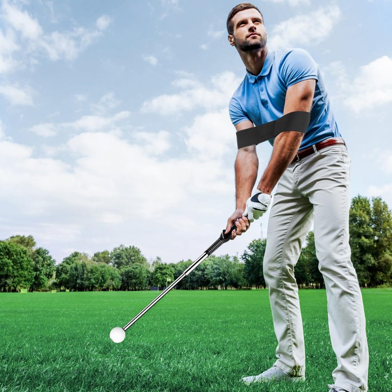 KALAUTO Retractable Golf Swing Trainer with Golf Swing Band-Telescopic Club Retractable Golf Swing Training Aid with Golf Grip Trainer,Tempo Stick Golf/Warm Up/Indoor Golf Practice(Black-Right Hand)