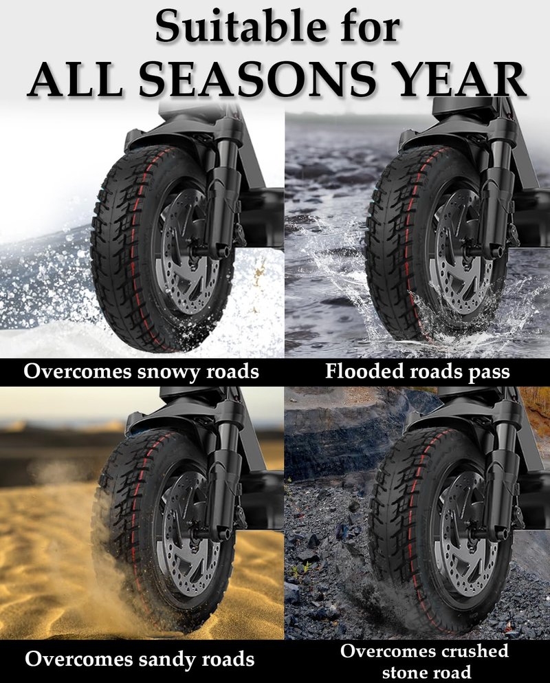 Felixstory 60/70-6.5 Off Road Vacuum Tire, Fit for Ninebot Max G30P G30LP G2 G30D F40I VOLPAM SP01 Hiboy S2 MAX, 10x2.5 Tubeless Tire, Inner diameter 16cm Fit for 6.5" rim, Abrasion Puncture Resistant
