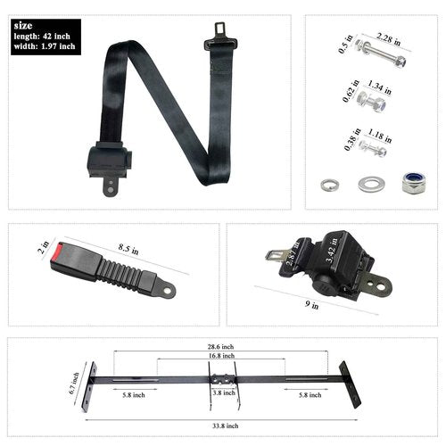 AIWEILUCK Golf Cart Retractable 4 Passengers 42" Seat Belts with Belt Bracket Kit for Yamaha Club Car DS Precedent EZGO TXT RXV