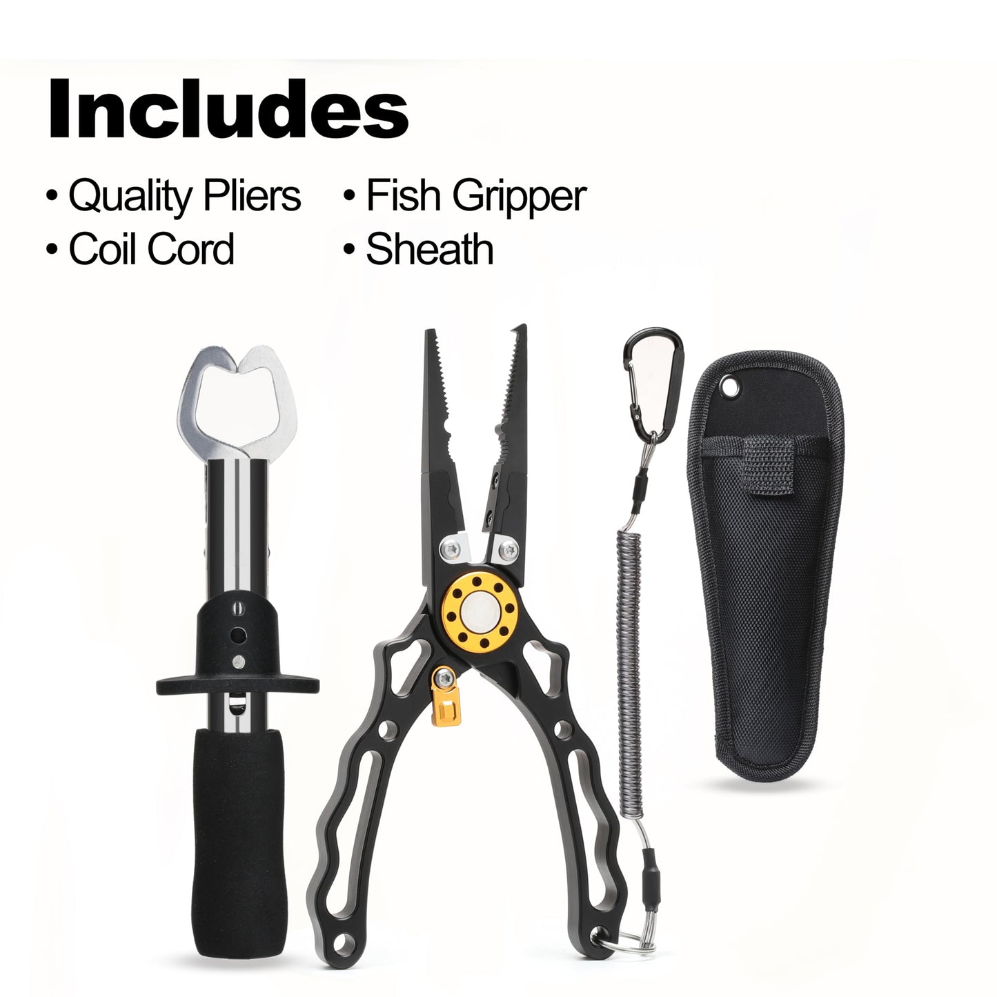 7.5 Inch Fishing Pliers and Gripper, Cuts Braided and Fluorocarbon Lines, Hook Remover, Split Ring Multifunctional Fishing Pliers for Ocean Fishing, Fly Fishing, Ice Fishing Tool, Gift for Fishermen