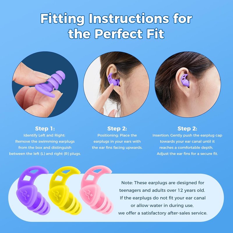 Swimming Earplugs for Adults - Comfortable Waterproof Silicone Design | Perfect for Pool & Beach Use