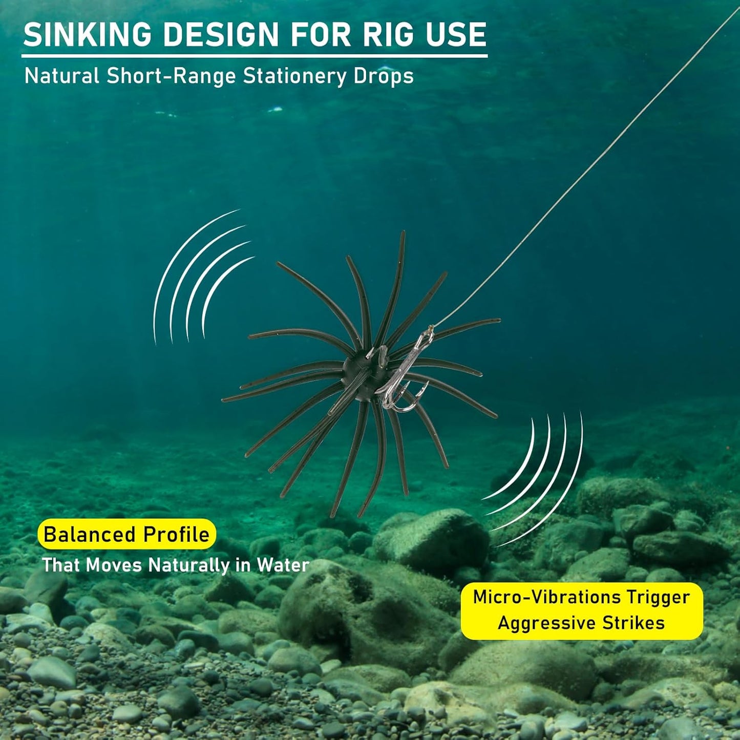 QualyQualy Sea Urchin Soft Lure - Durable Tentacle Fishing Bait for Bass, Pike & Trout | TPE Material