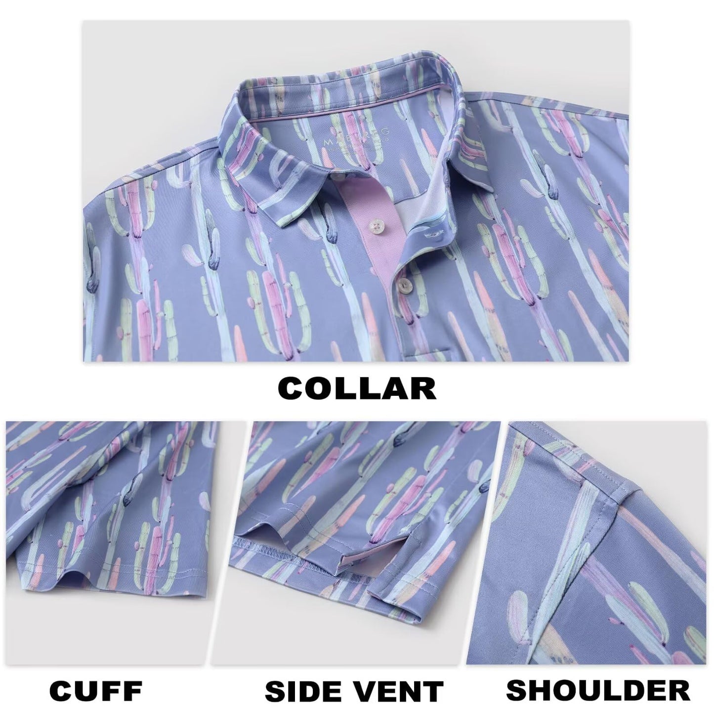 M MAELREG Golf Shirts for Men Dry Fit Print Patterns Performance Moisture Wicking Mens Polo Shirts Short Sleeve