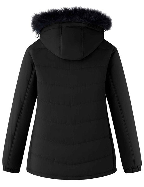 Skieer Women's Plus Size Winter Coats Windproof Waterproof Ski Jacket with Removable Hood(Black,4XL)