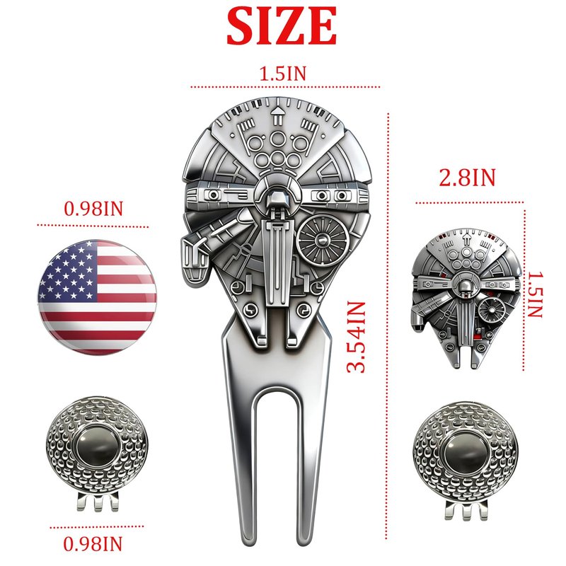 WIGERLON Golf Divot Tool and Ball Marker Set,Divot Repair Tool with Ball Marker(1pcs Divot Tool,2 Set Golf Hat Clip with Enamel Magnetic Ball Marker)