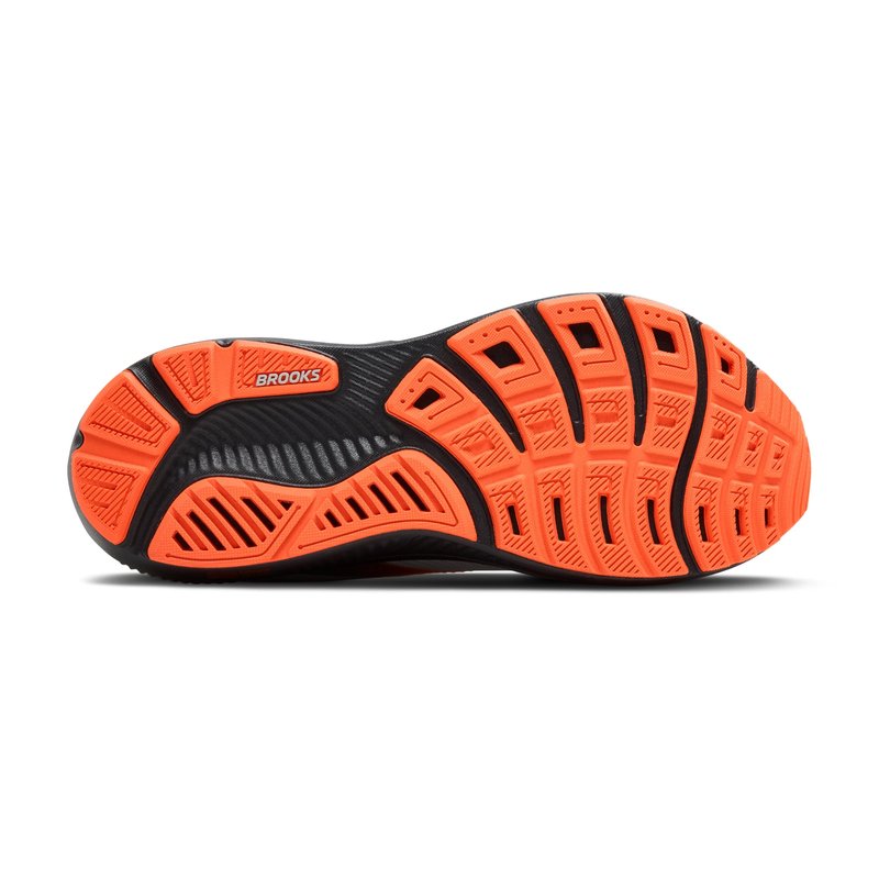 Brooks Men’s Ghost 17 Neutral Running Shoe - Oyster Mushroom/Orange/Ebony - 9.5 Medium