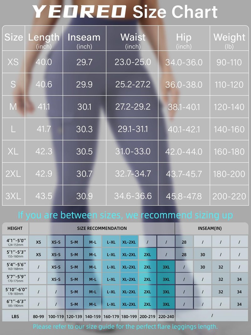 YEOREO CoreFlex Women Workout Flare Leggings with Pockets Hidden Scrunch High Waisted Cargo Gym Yoga No Front Seam Leggings Dark Blue XL