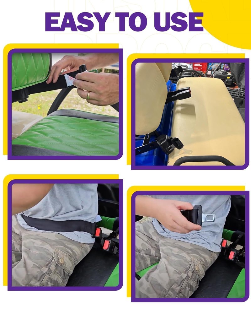 Golf Cart Seat Belt kit with Bracket Fit Front Rear, Universal Retractable Seat Belts for 4 Passanger (2+2) Yamaha EZGO Club Car, Upgraded SeatBelts Golf Cart Accessories for TXT RXV Club Car DS