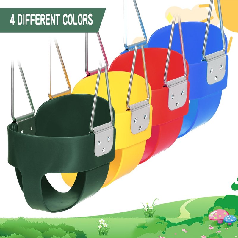 Domaker High Back Toddler Bucket Swing Seat with Coated Chains, Green 2 Pack