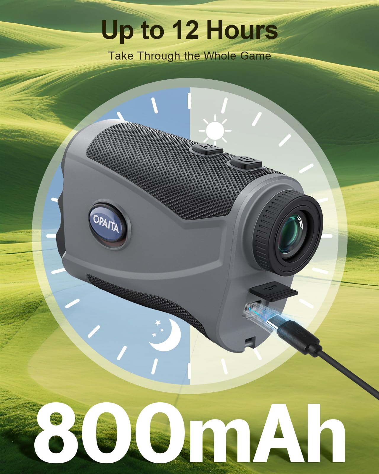 Opaita Golf Rangefinder with Slope for Golfer - 8X Magnification Laser Range Finder with Magnetic - 1200 Yards High-Precision Flge Locking Vibration - IP54 Waterproof rangefinder for Hunting Golfing