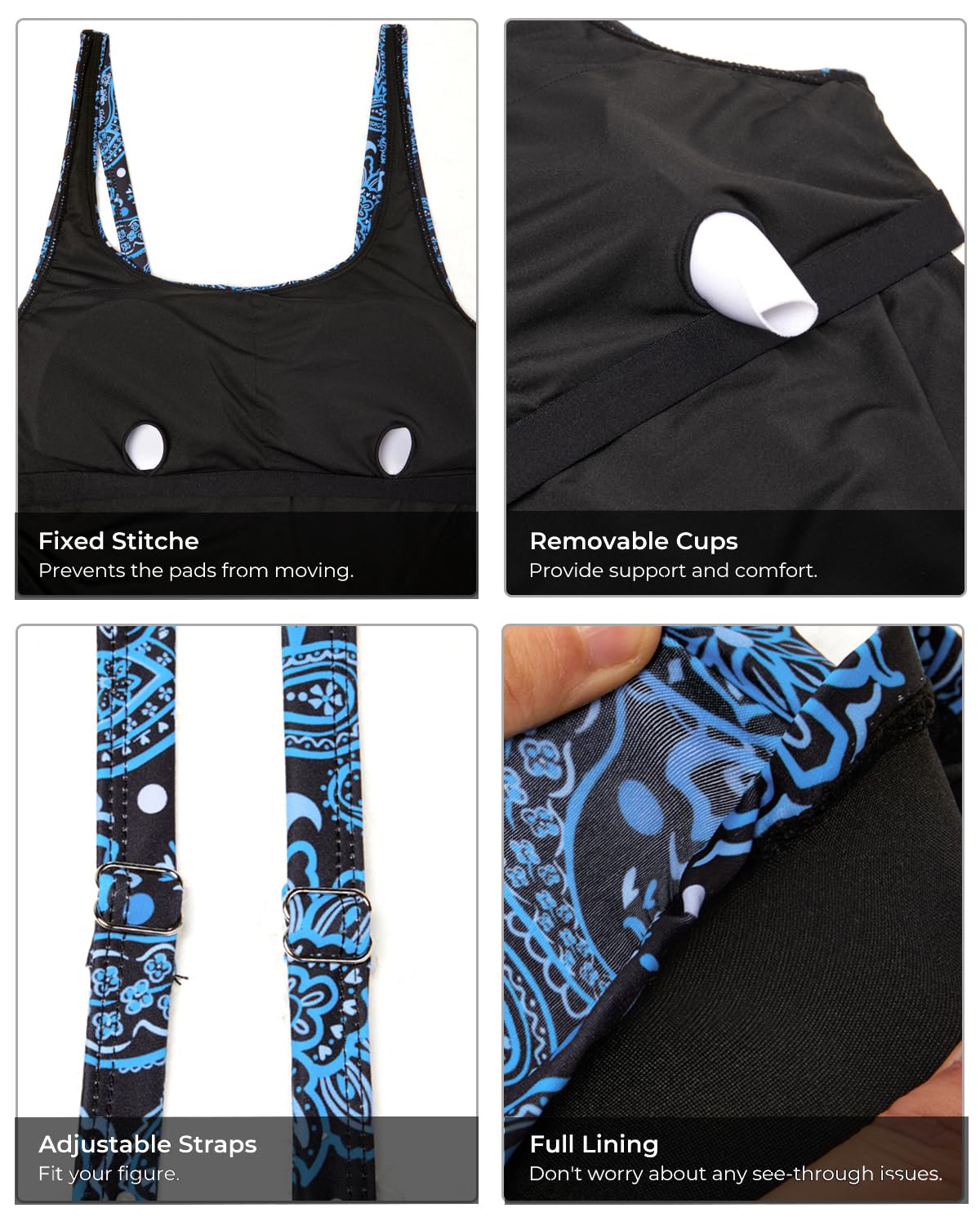 Tankini Tops for Women Tummy Control Swimwear Top Only No Bottom