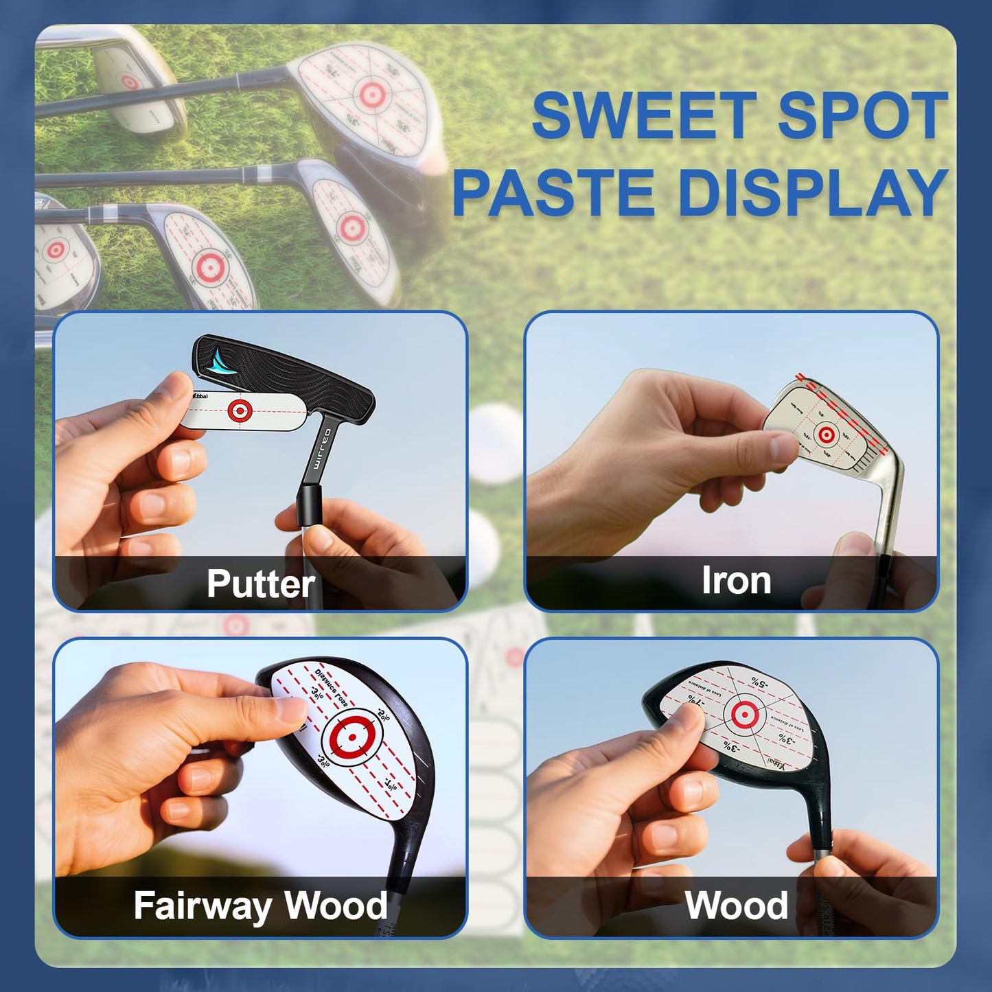 Golf Impact Tape - High-Resolution Strike Stickers for Irons, Woods, Fairway & Putter | Sweet Spot Trainer | Impact Labels for Swing Training| Non-Residue | Left & Right Hand Compatible | Up to 400Pcs