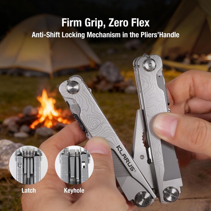 Klarus MT07 20-in-1 Multitool, Heavy Spring Pliers, Topographic Texture Finish, Dual Lock System, High-Carbon Stainless Steel, Includes Nylon Sheath – Pocket Tool for EDC, Outdoor, and Gifts