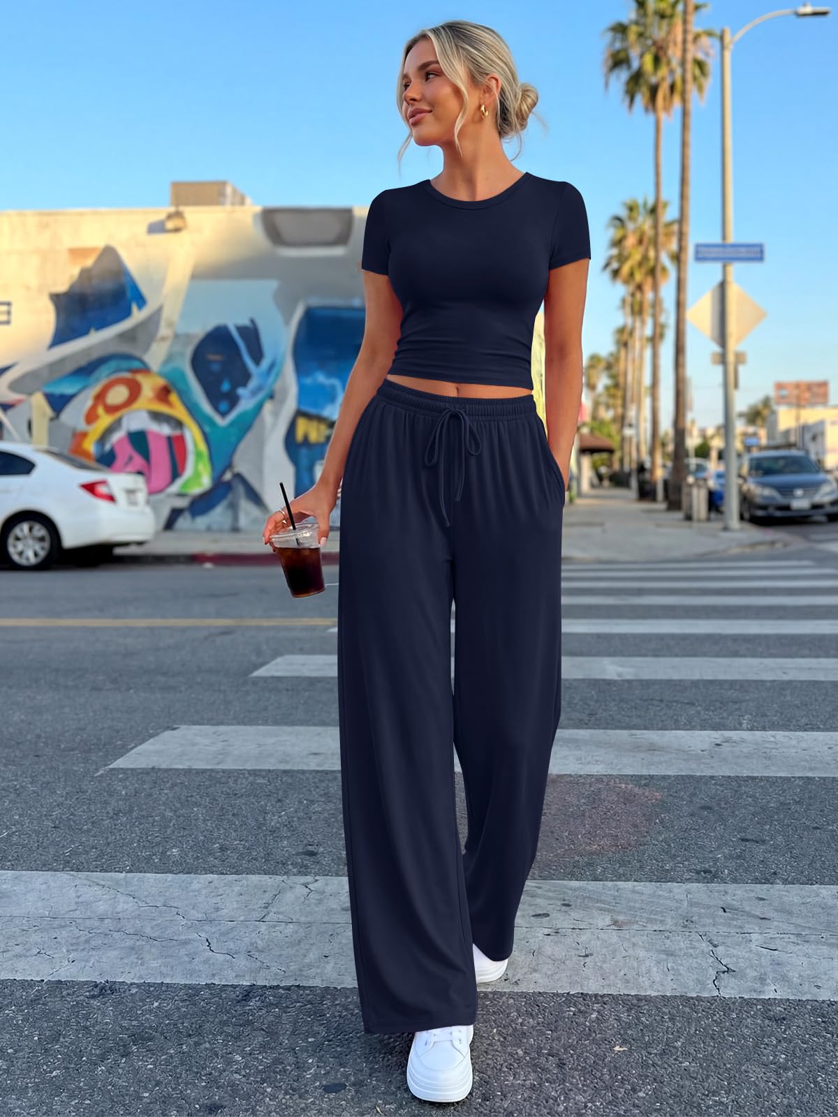 Trendy Queen Womens 2 Two Piece Set 2026 Summer Workout Vacation Gym Clothes Spring Fashion Lounge Matching Airport Travel Outfit Resort Wear Fitness Athleisure Clothing