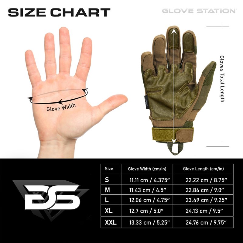 Glove Station Gloves for Men – Touchscreen Utility Gear with Hard Knuckle Protection Used in Motorcycle, Airsoft, & Outdoor Work Green - Hard Knuckle Small
