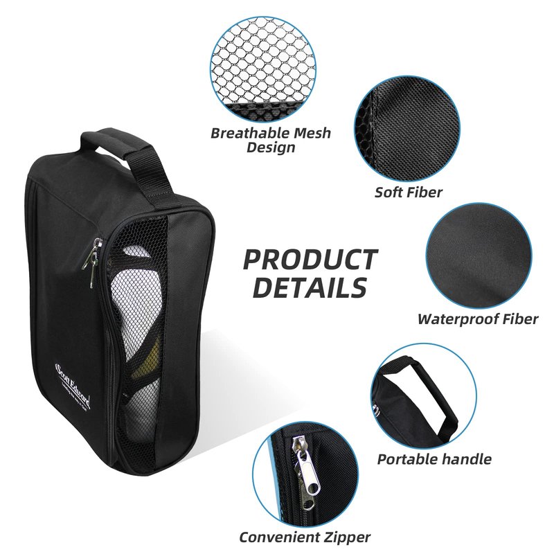 Scott Edward Portable Golf Shoe Bag Outdoor Travel Zippered Waterproof&Breathable Carrier Bags for Men and Women