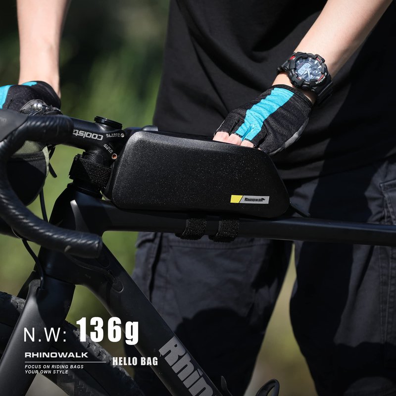 Rhinowalk Bike Top Tube Bag Bicycle Frame Bag 1.5L Waterproof Lightweight Mountain Road Bike Bag Cycling Accessories (Black-2)