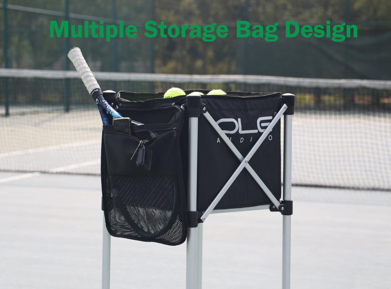 OLE ANDIGO Tennis Ball Hopper Ball Cart, Can Hold 165 Balls Tennis Basket, Foldable and Disassembled Comes Pickleball Hopper with Storage Bag,Suitable for Tennis/Pickleball/Baseball/Softball