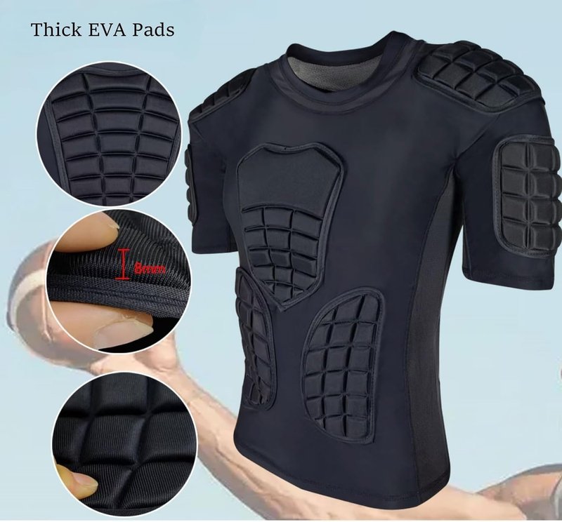 Men's Padded Football Shirt - Impact Protection for Rugby & Baseball | Chest, Rib, Back, Shoulder Pads