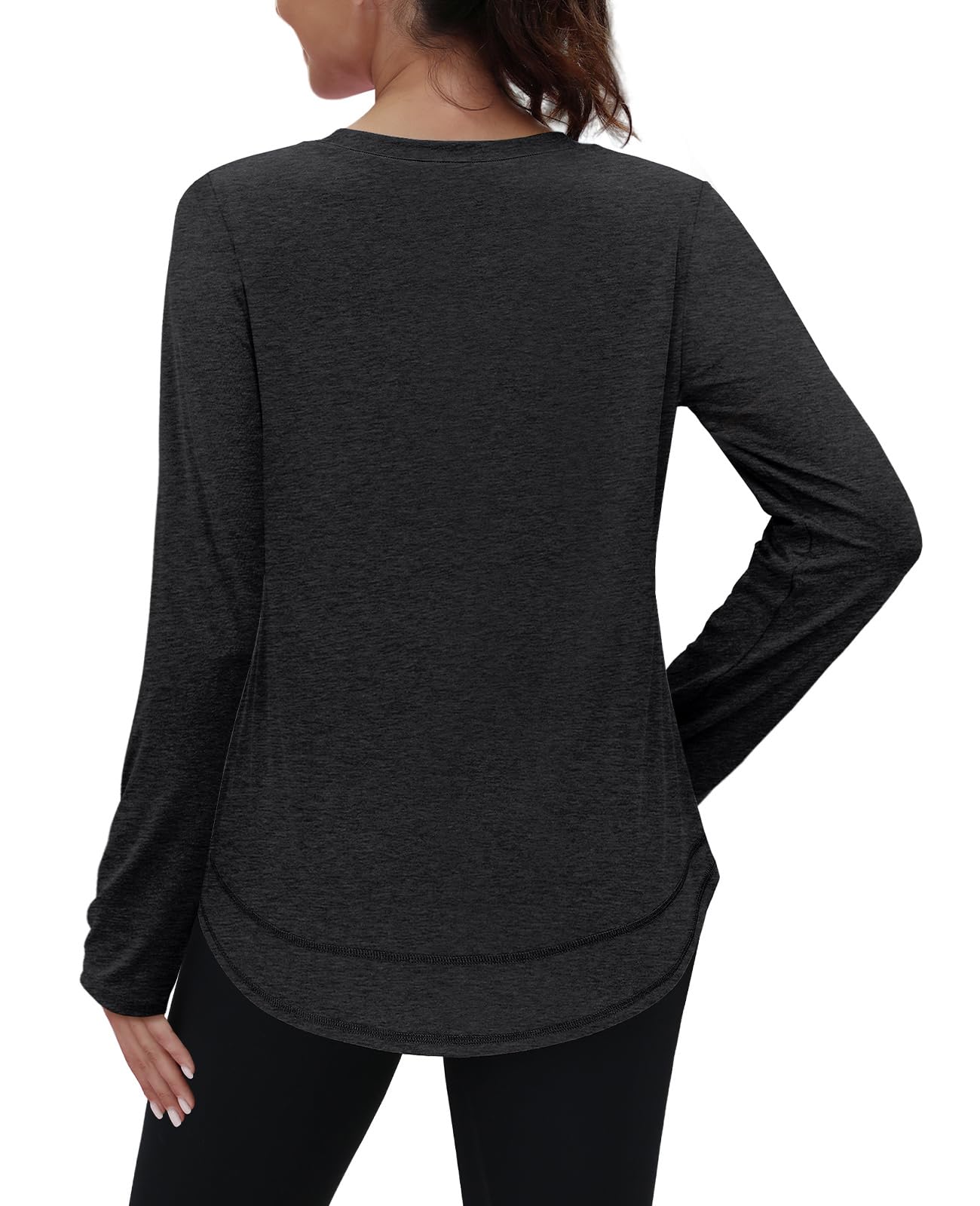 Womens Workout Tops Long Sleeve Swim Shirt Rash Guard Athletic Tops Ropa Deportiva para Mujer Running Loose Fit Exercise Beach Vacation Lightweight Sweatshirt Black M