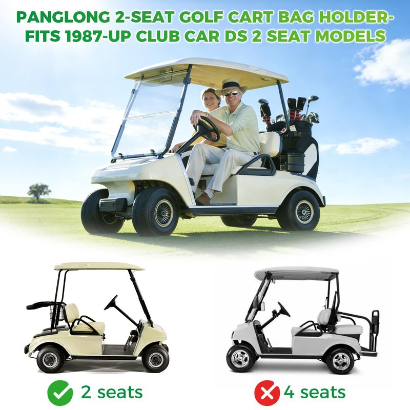 Panglong 2 Seat DS Golf Cart Bag Holder with Screws, Golf Bag Attachment for 1987-Up Club Car DS 2 Seat Models, OEM #1013935