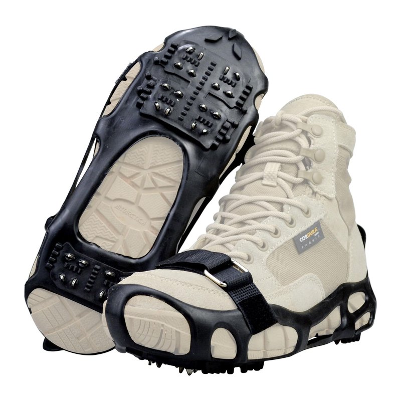 Crampons Ice Cleats 24 Studs Anti-Slip Snow Ice Grips Walk Traction Overshoe Footwear Traction Protect for Hiking Walking Climbing (with Straps, X-Large (Women 11.5-14,Men 10.5-13))