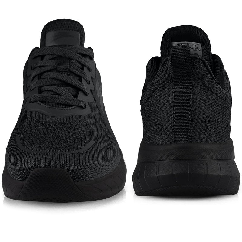 Puweco Breathable Mens Running Shoes, Arch Sopport Black Sneakers for Men, Non Slip Work Shoes for Men Walking Athletic Gym Jogging and Sports