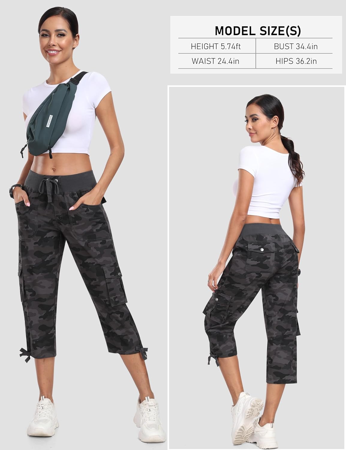 Women's Cargo Capris Hiking Pants - Lightweight Quick-Dry Outdoor Athletic Travel | Comfy with Pockets