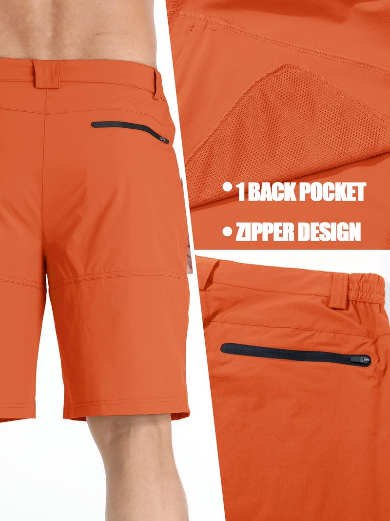 TACVASEN Mens 10" Lightweight Hiking Outdoor Cargo Travel Shorts Quick Dry Casual Breathable Fishing Dress Golf Summer Shorts Orange 38