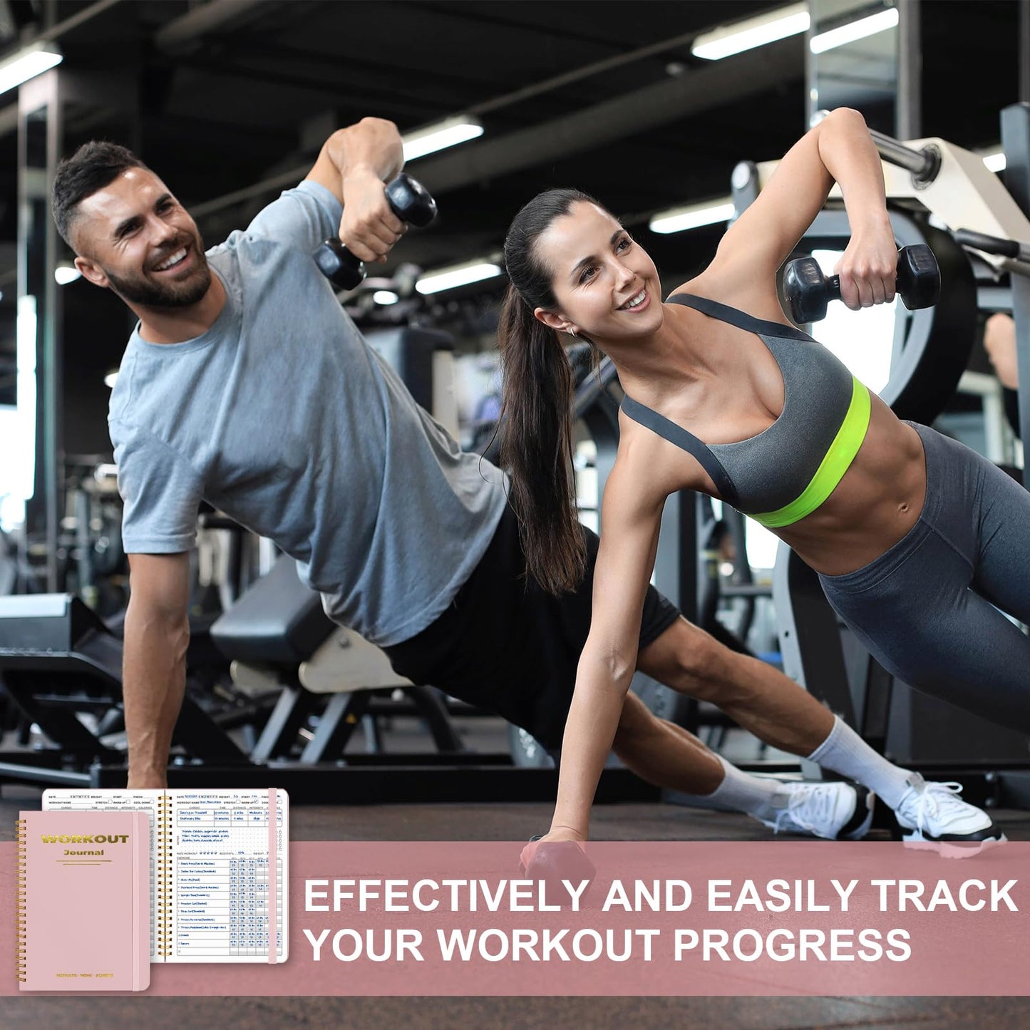 Guirnd Undated Fitness Workout Journal for Men & Women, A5(8.5" x 6.7") Fitness Journal Workout Planner, Workout Log Book Planner for Tracking, Motivating, and Achieving Your Fitness Goals - Pink