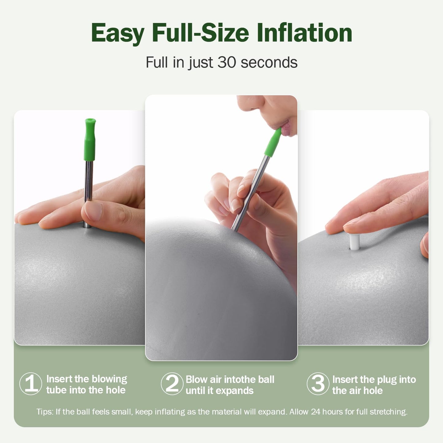Slim Panda Pilates Ball, 9 Inch Small Exercise Ball, Anti Burst Mini Yoga Ball for Stability, Workout, Barre, Core Strength, Physical Therapy, Balance, Stretching
