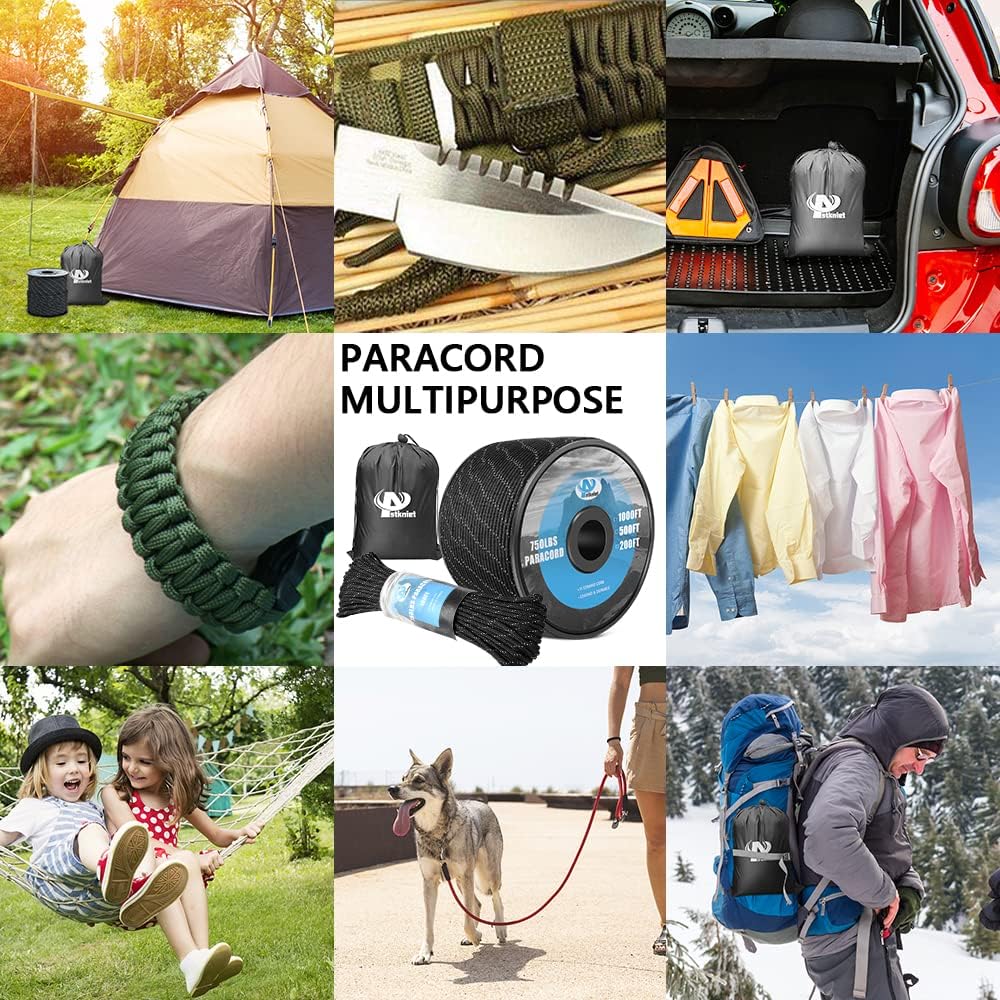 Reflective Paracord Rope - 750lb Strength | 100', 200', 500', 1000' Lengths, 4mm 11-Strand for Camping & Hammocks