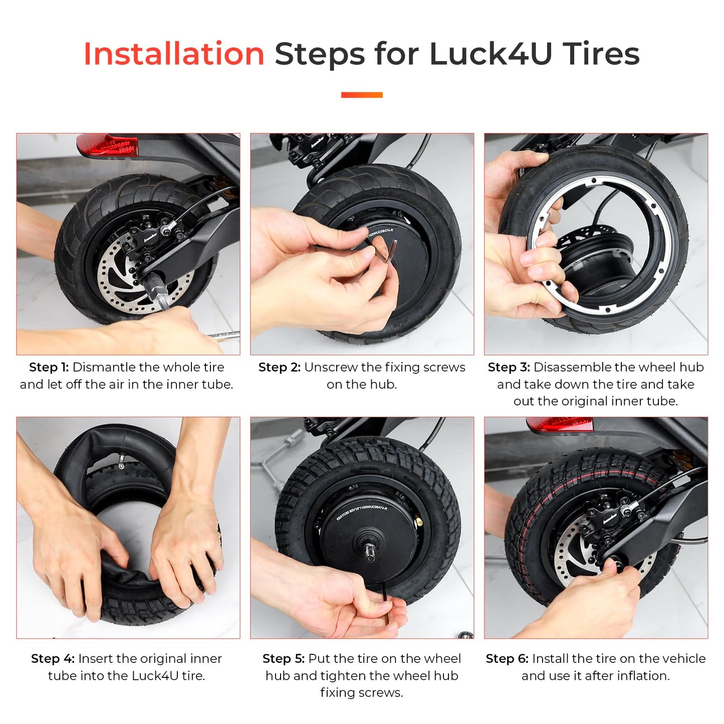 LUCK4U 10*3 city road Vacuum Tire for kugoo M4 pro ZERO 10X Kaabo Mantis 10*3(80/65-6) Tires Scooter for 10 Inch Electric Scooter Tubeless Wider and Thicker Tires Non-Slip Spare Wheels for Scooter