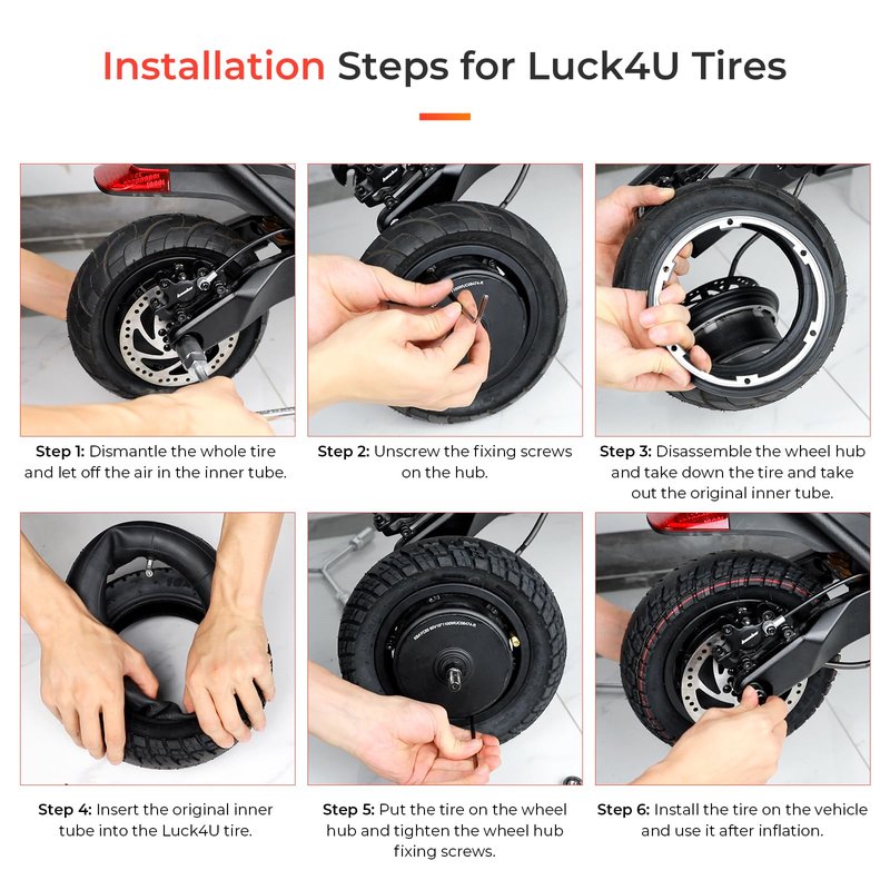 LUCK4U 10*3 city road Vacuum Tire for kugoo M4 pro ZERO 10X Kaabo Mantis 10*3(80/65-6) Tires Scooter for 10 Inch Electric Scooter Tubeless Wider and Thicker Tires Non-Slip Spare Wheels for Scooter