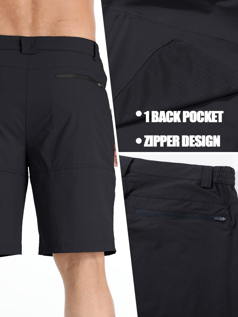 TACVASEN Mens 10" Hiking Cargo Shorts Golf Casual Lightweight Quick Dry Summer Dress Fishing Travel Shorts with Zipper Pockets Black 34