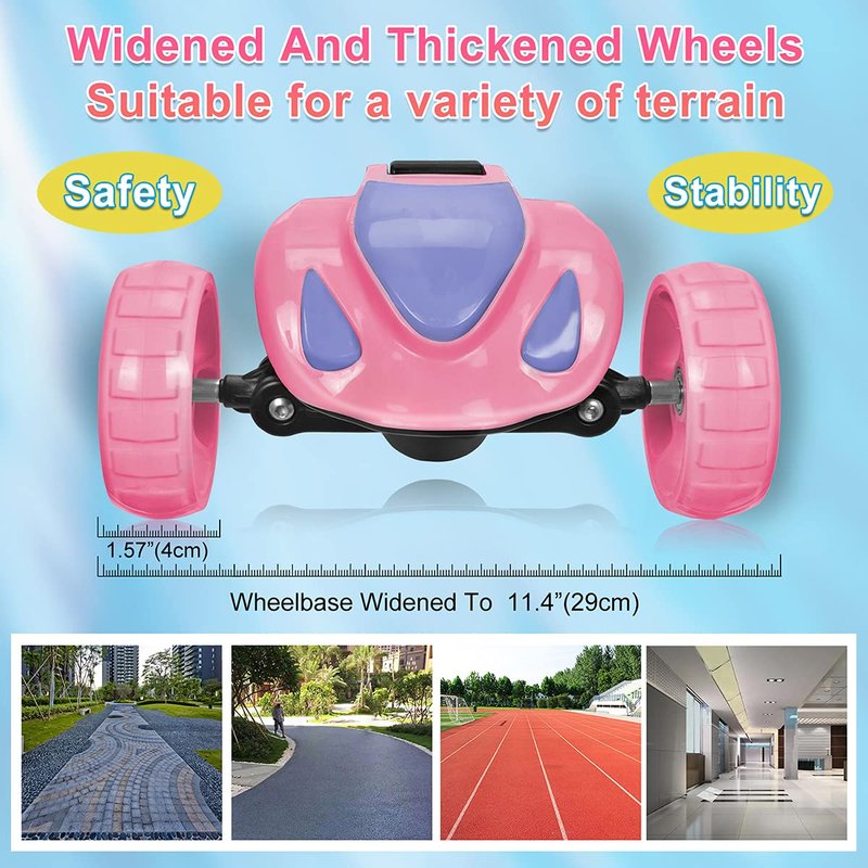 3 Wheel Scooter for Kids, Toddler Scooter with Bluetooth Music Speaker Steam Sprayer LED Lights Aluminum Alloy T-Bar, Ideal Gift for Boys Girls Ages 3-10 (Pink)