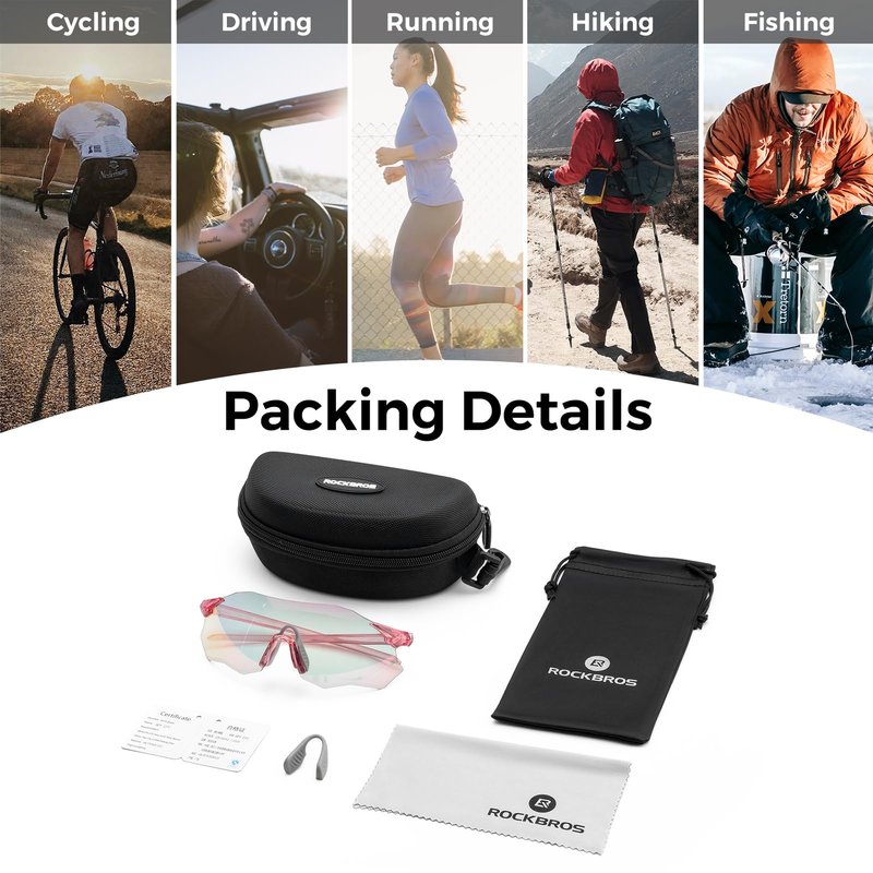 ROCKBROS Sports Glasses for Women Men Wrap Around UV400 Protection for Cycling Fishing