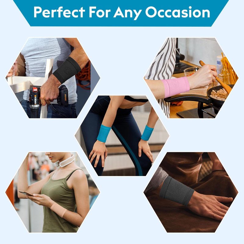 KEKING® Compression Wrist Sleeves for Women Men, 1 Pair, Premium Wrist Support Bands for Carpal Tunnel, Improve Circulation & Recovery, Tendonitis, Tennis, Sports - Wrist Brace Wrist Wraps, Beige M