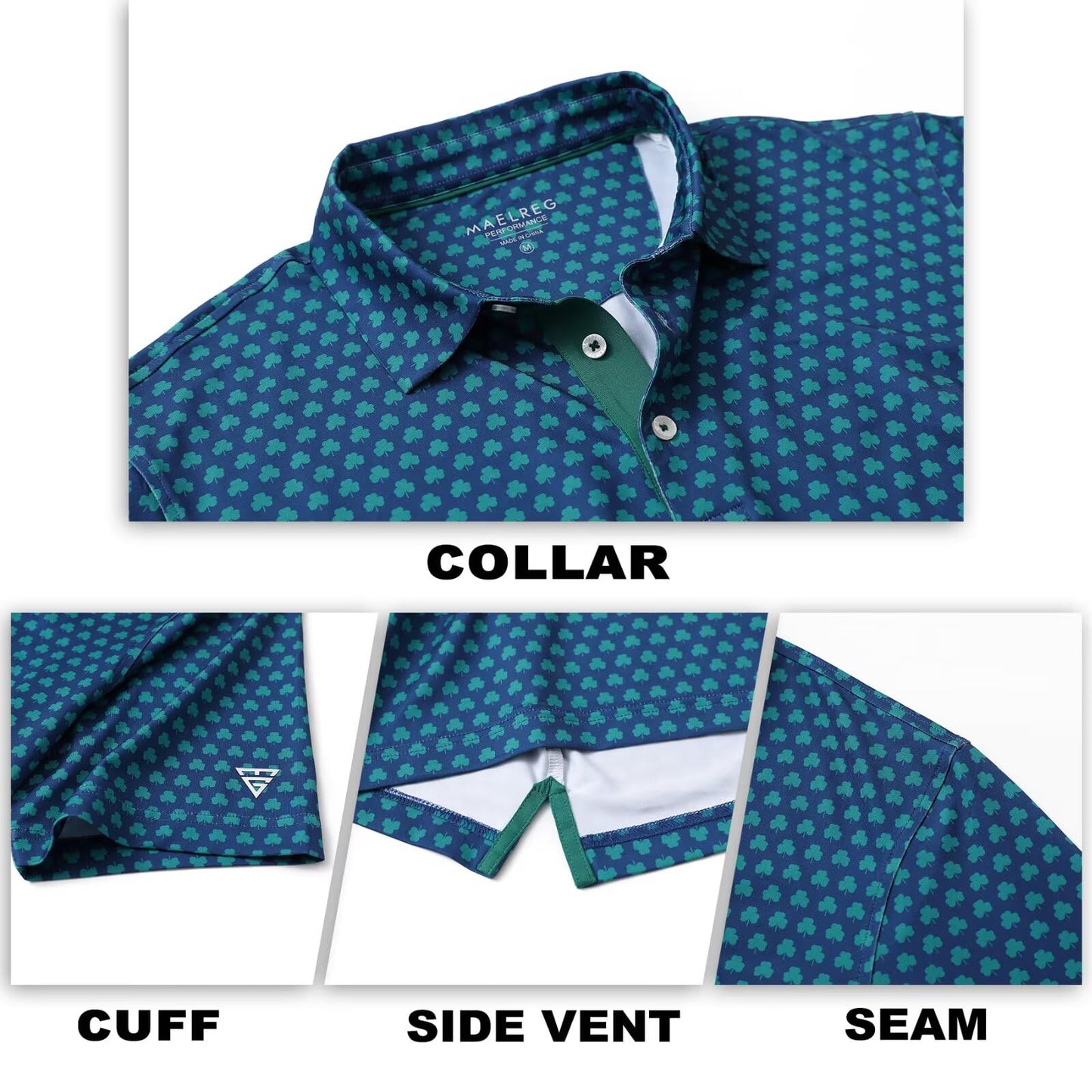 M MAELREG Golf Shirts for Men Dry Fit Print Patterns Performance Moisture Wicking Mens Polo Shirts Short Sleeve