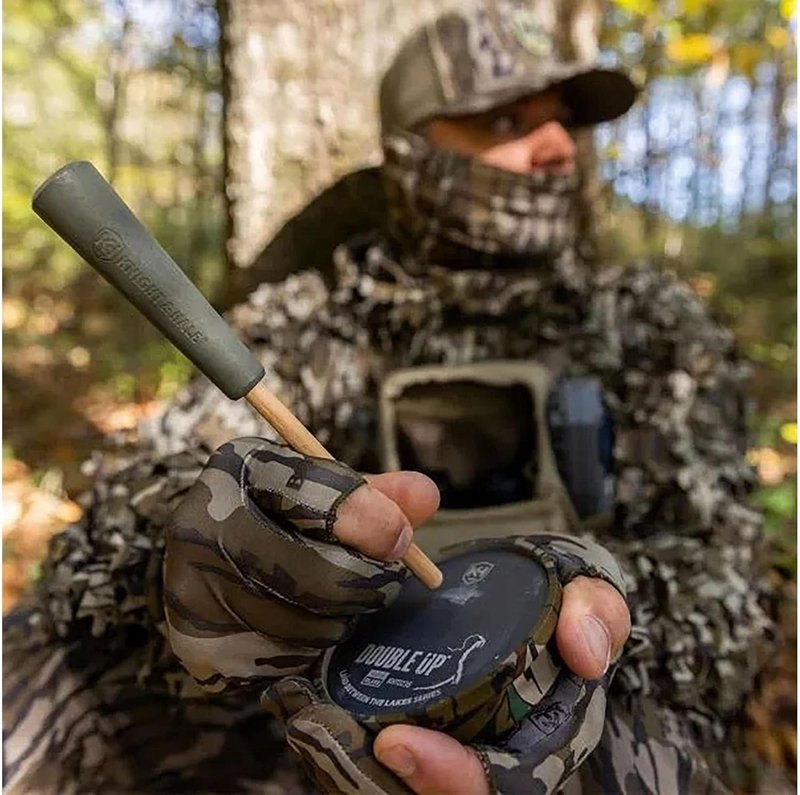 Double Up Turkey Call - 2-Sided Friction Pot with Slate Top & Glass Bottom | Mossy Oak Greenleaf, Made in USA
