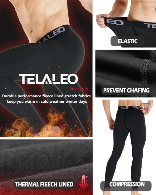 5 Pack Men's Thermal Compression Pants Fleece Lined Sports Tights Athletic Leggings Cold Weather Baselayer Winter Gear XL