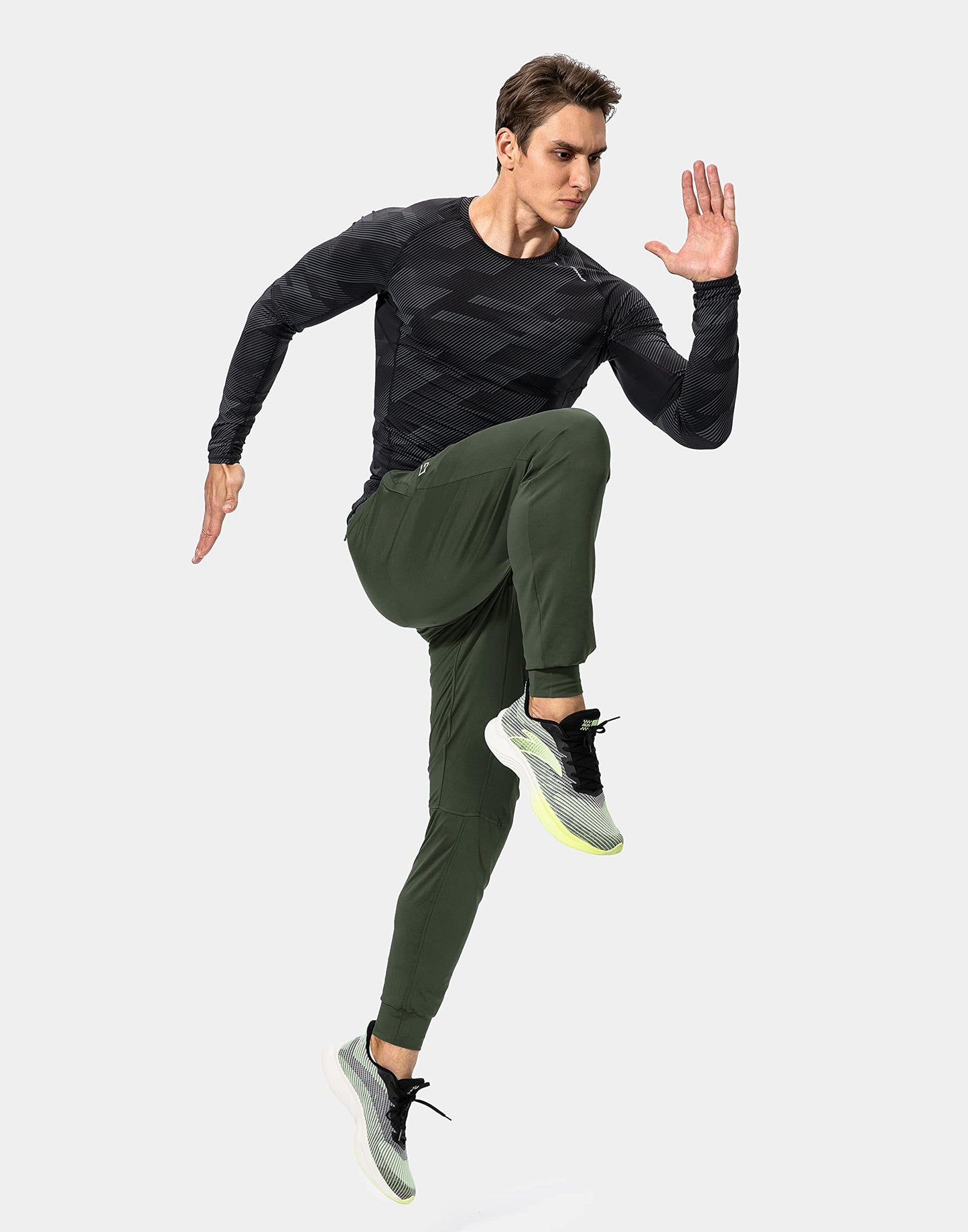 G Gradual Men's Sweatpants with Zipper Pockets Athletic Pants Traning Track Pants Joggers for Men Soccer, Running, Workout(Olive Green,L)